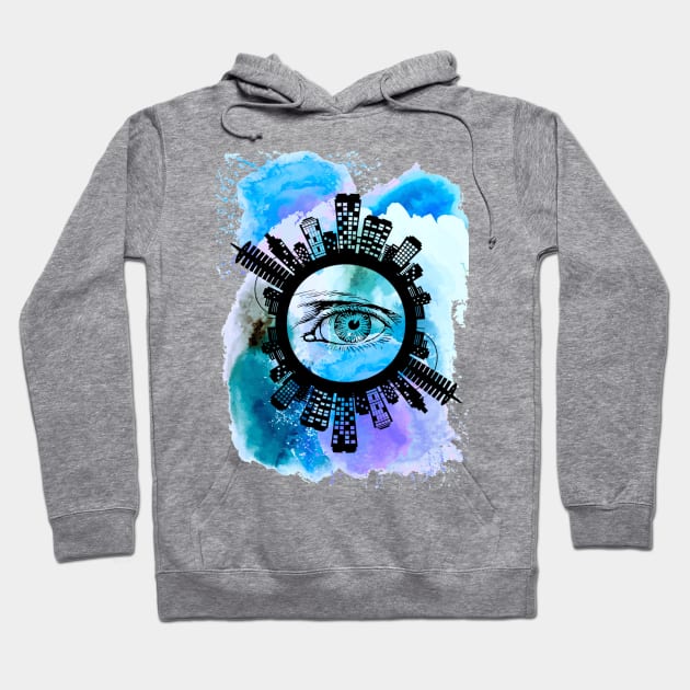 The Eye of Providence in Rays of Blue Hoodie by Nisuris Art